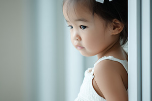 Thoughtful little Asian girl, a Person Photo by MistyDay