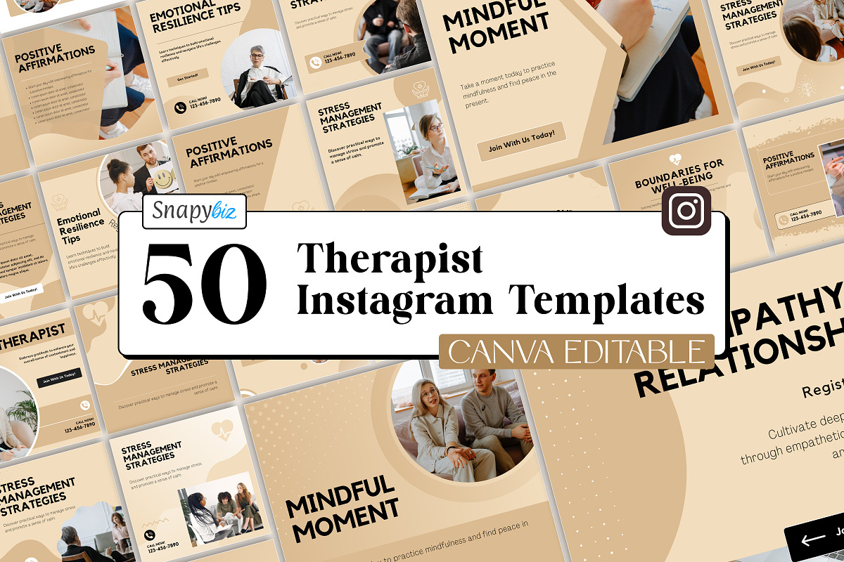 Therapist Instagram Templates, a Marketing Template by Snapybiz (Photo 1 of 10)