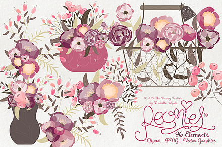 Peonies 016 - Clipart, PNG & Vector 