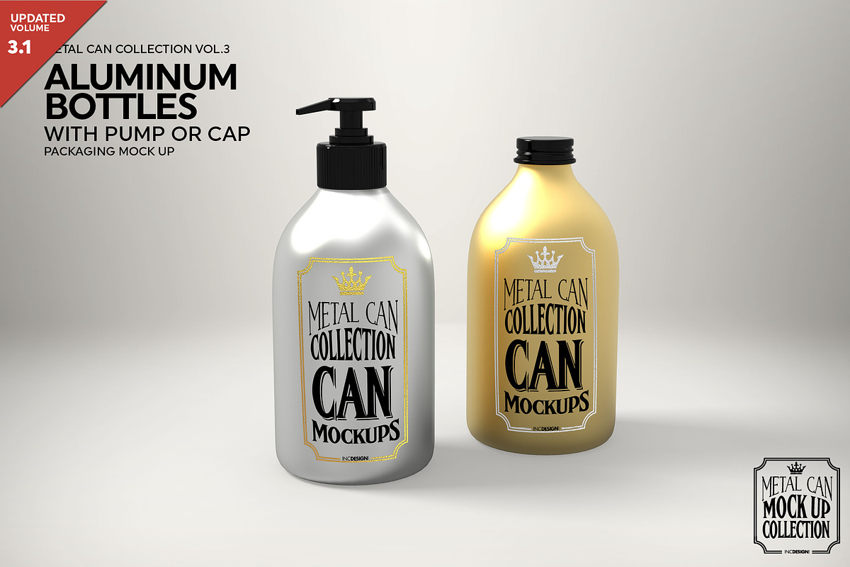 Aluminum Bottles Pump Cap Mockup, a Pens & Pencil Mockup by INCDesign (Photo 1 of 7)