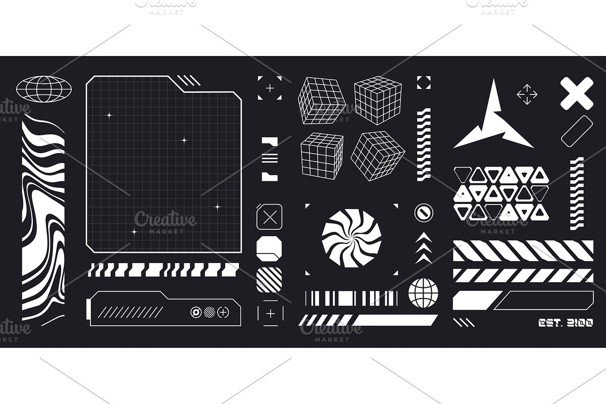 Cyberpunk HUD design elements, an Illustration by art PVP - market