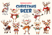 Christmas Deer. Watercolor PNG., an Animal Illustration by KENO Mascots (Thumbnail 1 of 8)