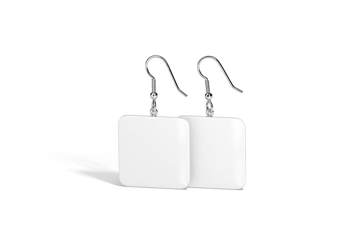 White Square Earring Pair 3D Model, an Object 3D Model by rebrandy (Photo 3 of 9)