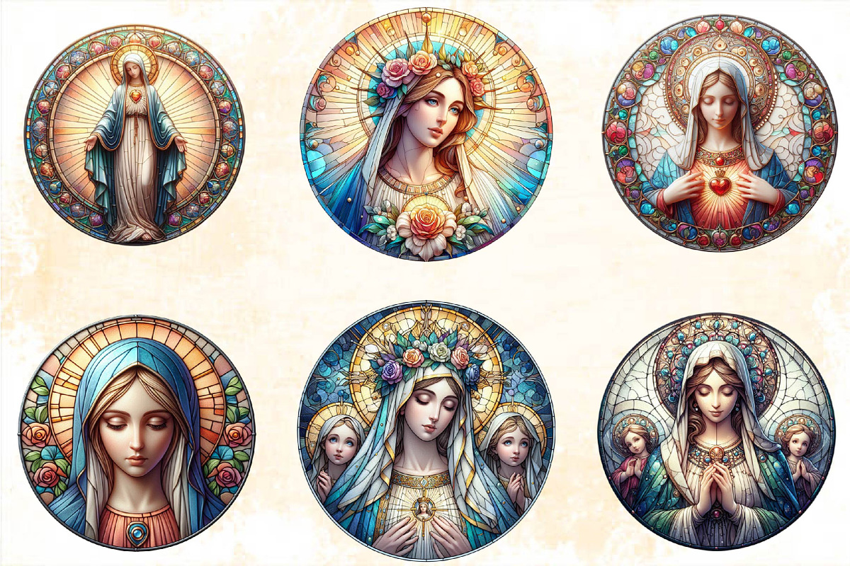 Mother Mary Stained Glass Bundle, an Illustration by SVGArt (Photo 7 of 7)