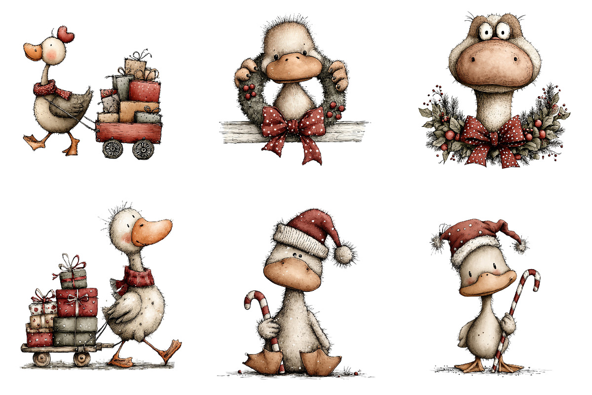 Funny Goose Christmas Clipart, an Illustration by CreationArt (Photo 2 of 5)