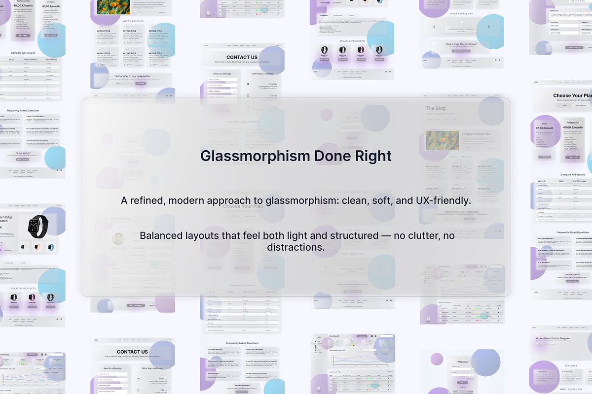 GlassCore Pro – Figma UI Template, an UI Kit Template by OzQ (Photo 9 of 16)