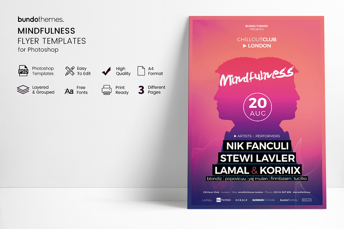Mindfulness Event and Festival Flyer, a Flyer Template by Bundo Themes (Photo 3 of 8)