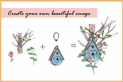 Birds & Cats-Watercolor Clipart, an Animal Illustration by VianneArt (Thumbnail 6 of 9)