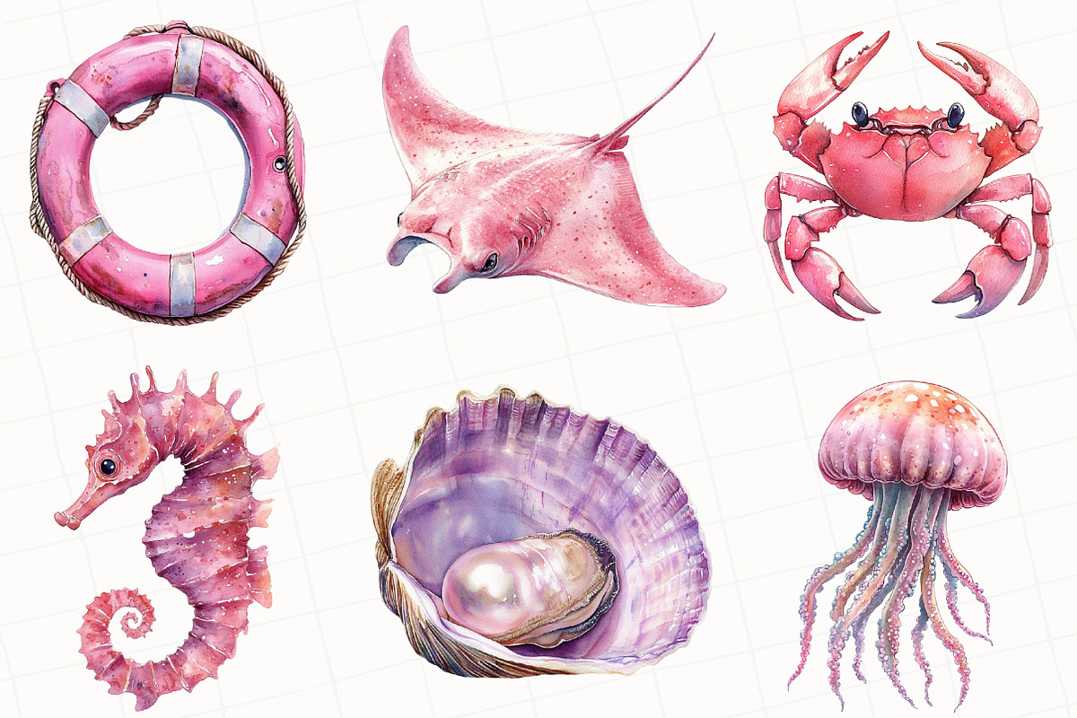Pink Sea Adventure Clipart, an Illustration by OK Design (Photo 4 of 5)