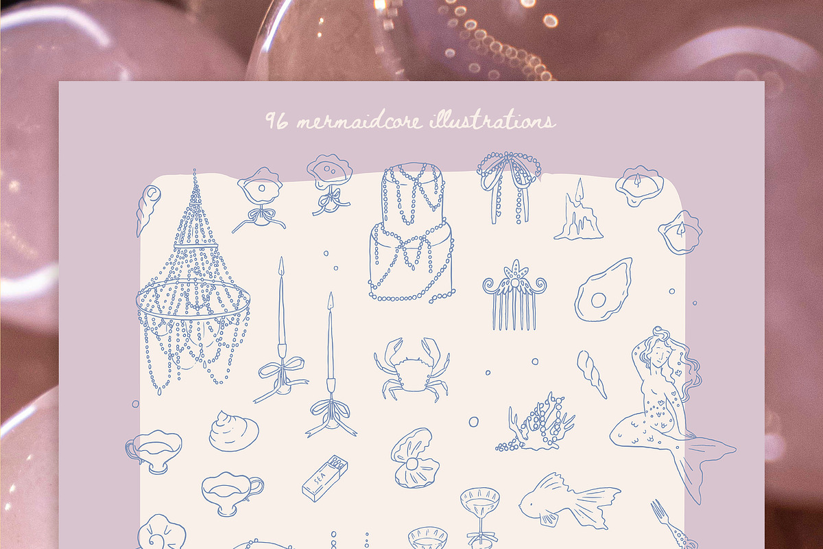 Mermaidcore aesthetic clipart set, a Seasonal Illustration by Cute Atelier (Photo 2 of 15)