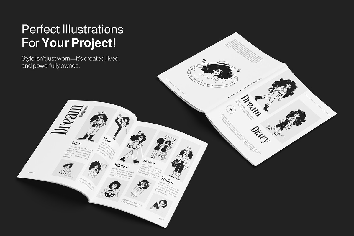 Girl Illustration Art Set, an Outline Icon by Vectors Market (Photo 4 of 9)