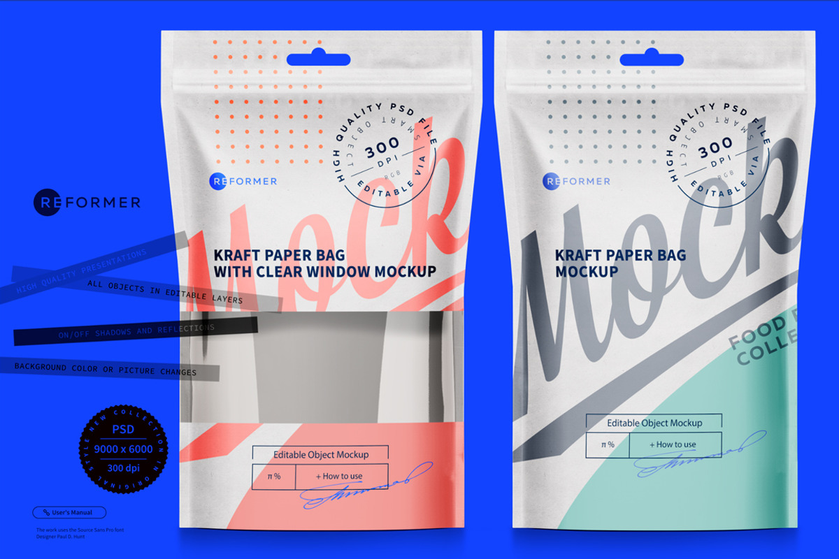 Two White Paper Bags Mockup, a Packaging Mockup by Reformer Mockup (Photo 3 of 6)