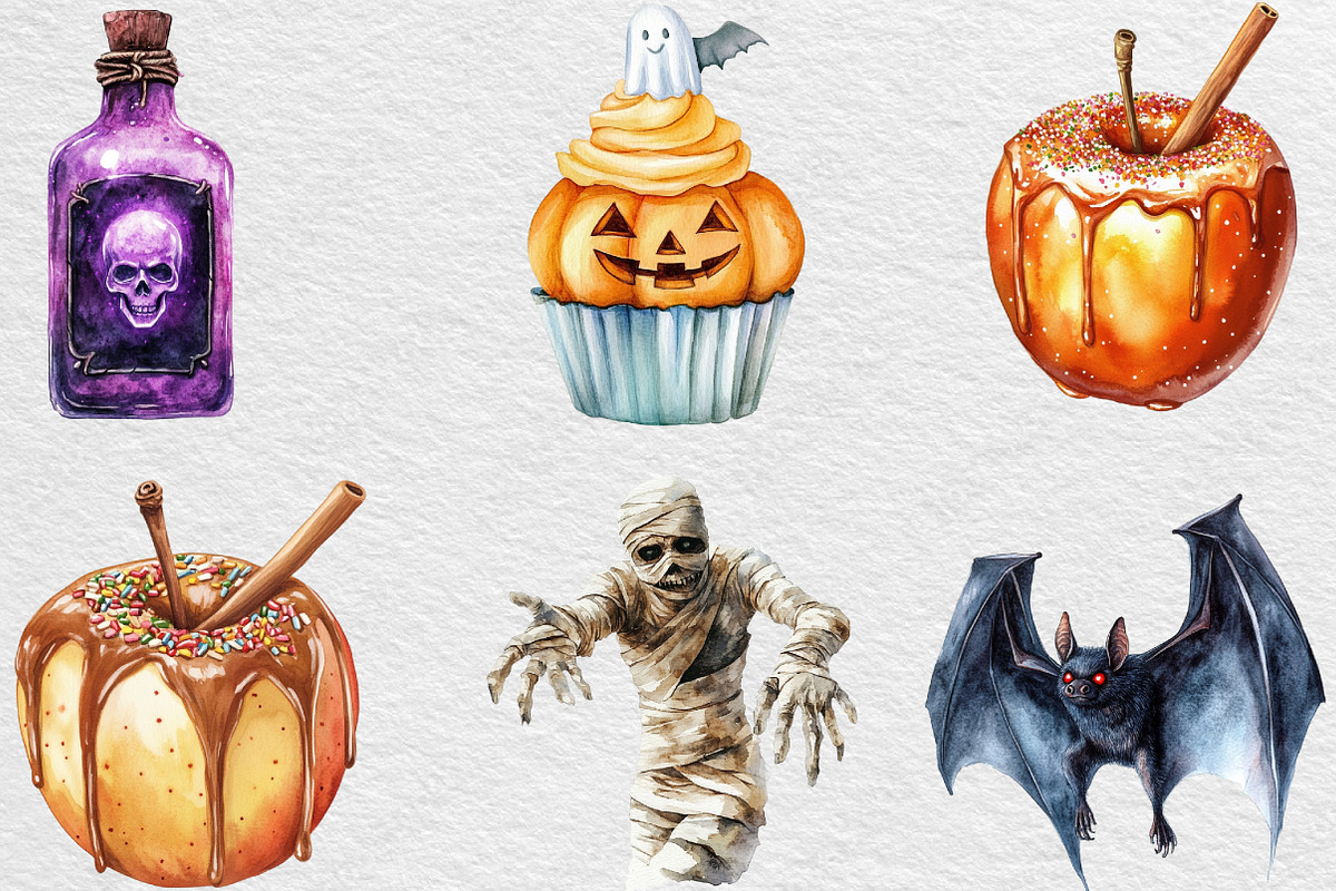 Watercolor Halloween Collection, an Illustration by Black Bird Studio (Photo 5 of 6)