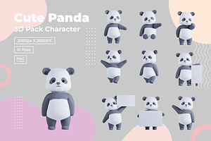 3D Pack Cute Animal Panda, an Animal 3D Model by Astuti Studio