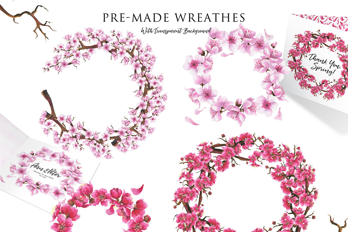 Pink Dreams of Sakura-watercolor set, a Texture Illustration by Satika (Photo 4 of 12)