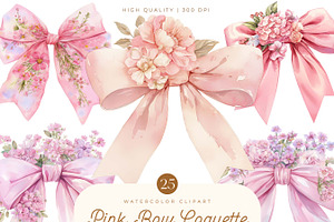 Pink Bow Coquette Clipart