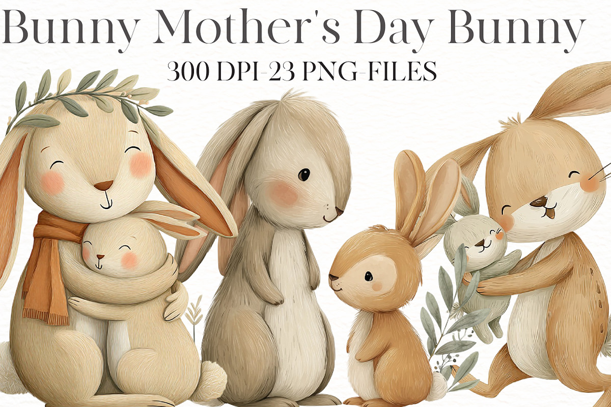 Bunny Mother's Day bunny Clipart, an Illustration by Designworld (Photo 1 of 8)