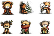 Christmas Teddy Bear Clipart,, a Seasonal Illustration by CreationArt (Thumbnail 2 of 5)