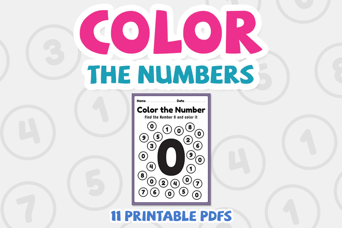 Coloring numbers, 1 to 10 math, an Education Illustration by TukTuk Design (Photo 6 of 7)