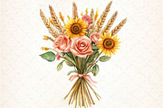 Happy Thanksgiving Floral Clipart, an Illustration by DreamCafeArt (Thumbnail 6 of 6)