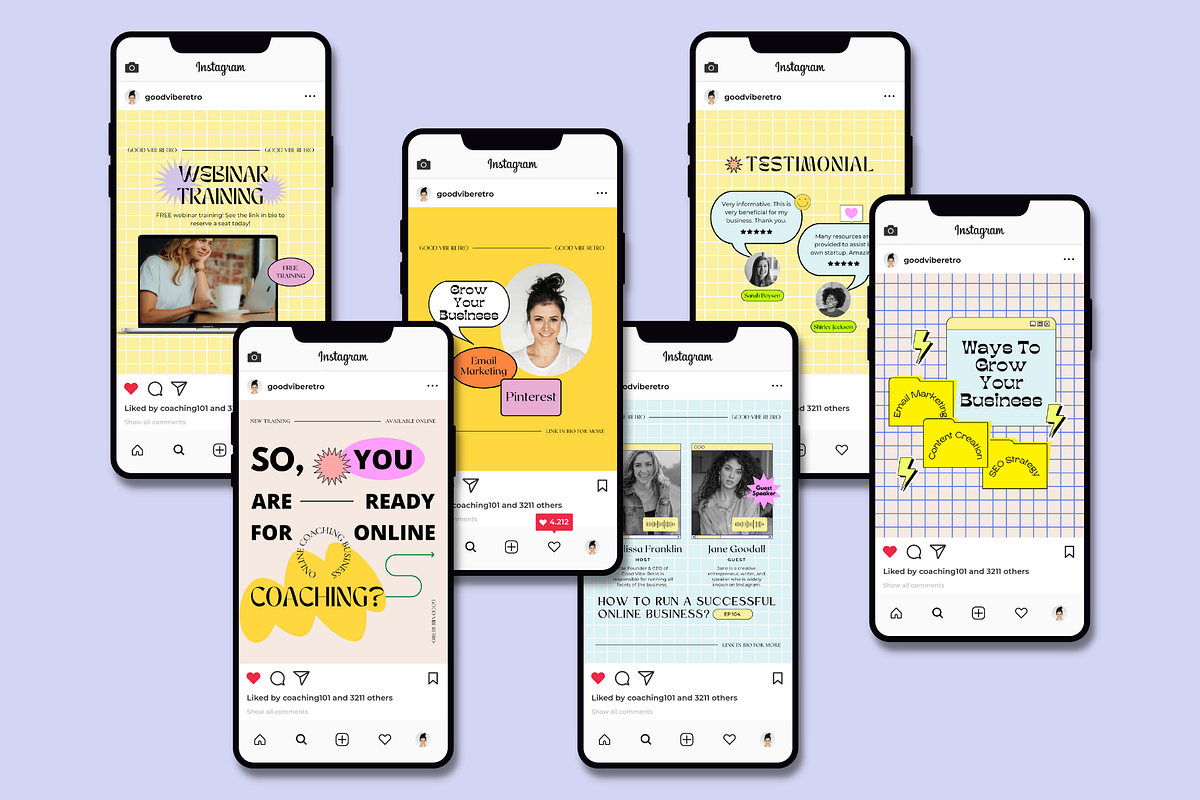 Retro Canva Instagram Booster Pack, a Social Media Template by Guavamelo Studio (Photo 5 of 15)