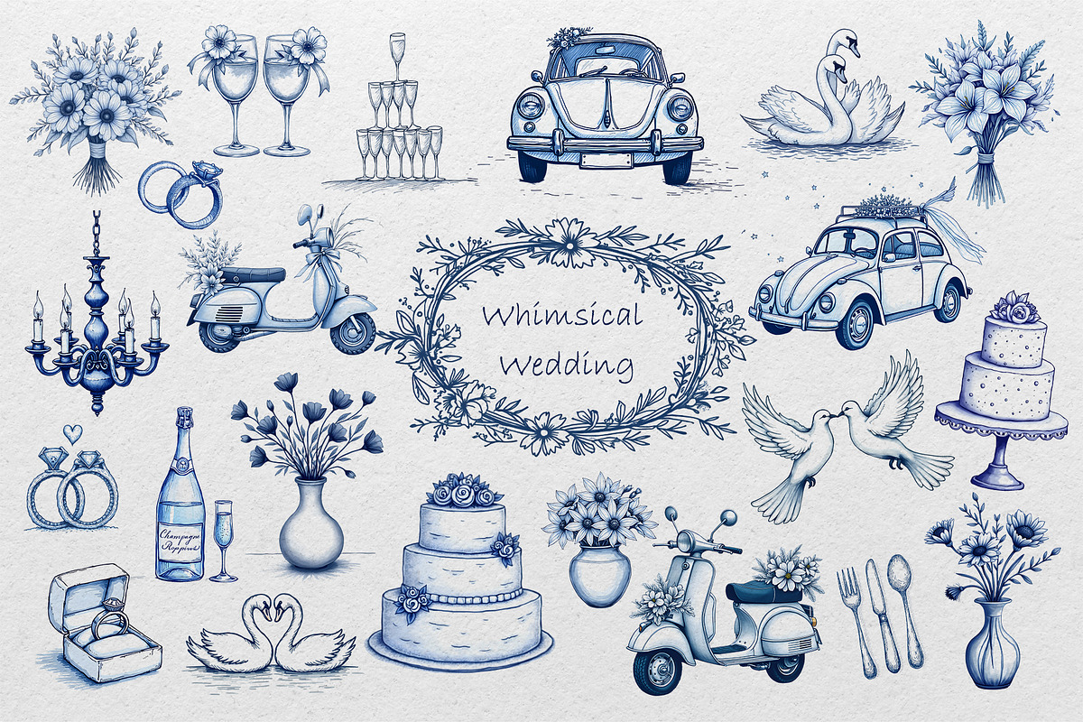 Whimsical Wedding Clipart Collection, a Decorative Illustration by AG Mockups (Photo 1 of 8)