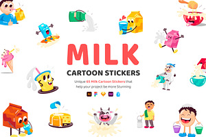 Milk Cartoon Sticker Pack, an Emoji Icon by Vectors Market