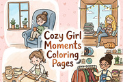 Cozy Girl Moments Coloring Pages, a Person Illustration by Image for Sale (Thumbnail 1 of 3)