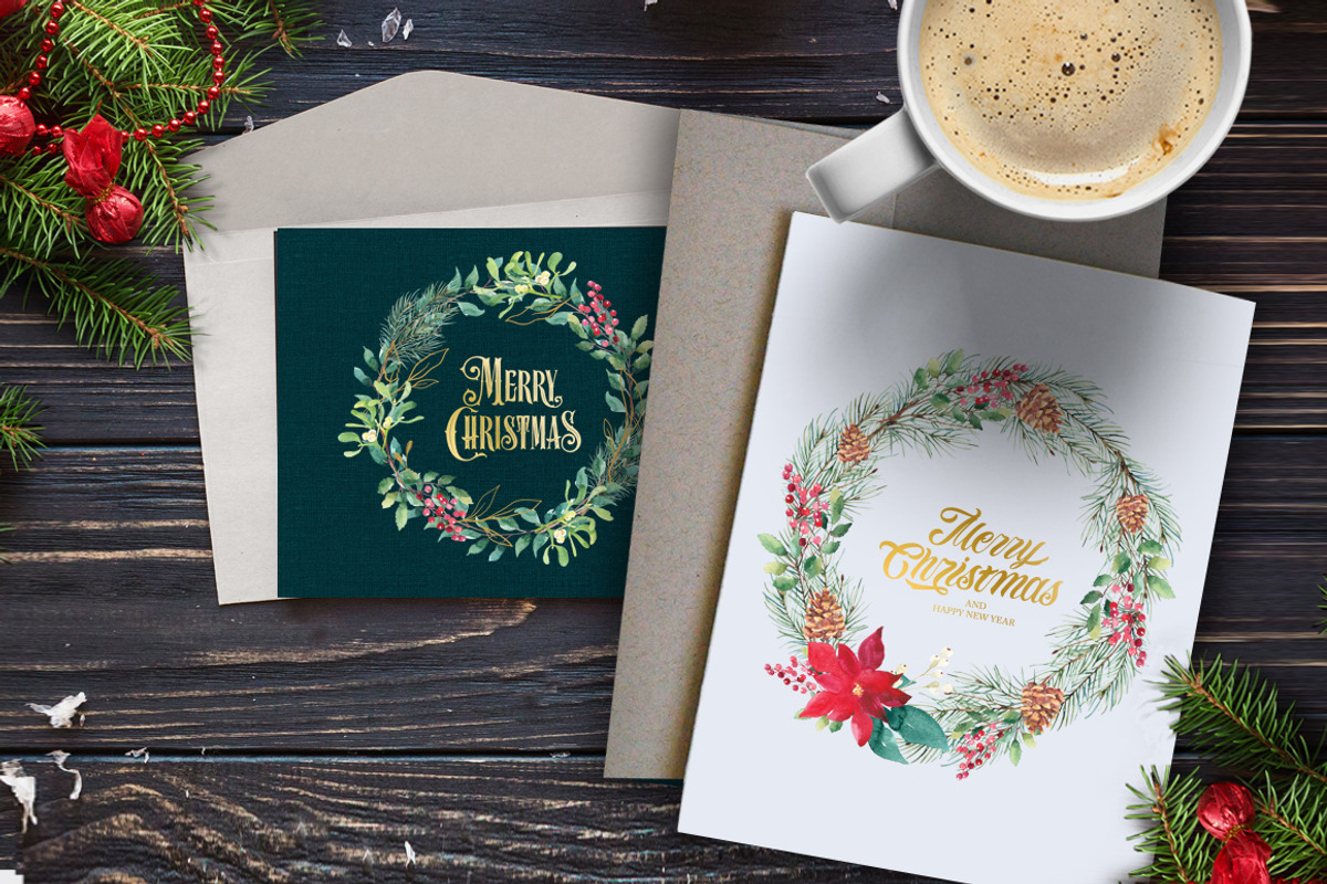 Merry Christmas watercolor set, a Poster Template by Anna's Lettering (Photo 3 of 18)