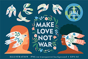 MAKE LOVE, NOT WAR vector collection, an Animal Illustration by Nadia Grapes (Thumbnail 6 of 12)