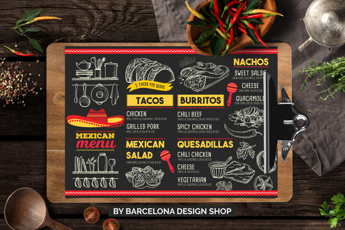 FREE! Trifold + Mexican Food Menu, a Brochure Template by BarcelonaShop (Photo 1 of 3)