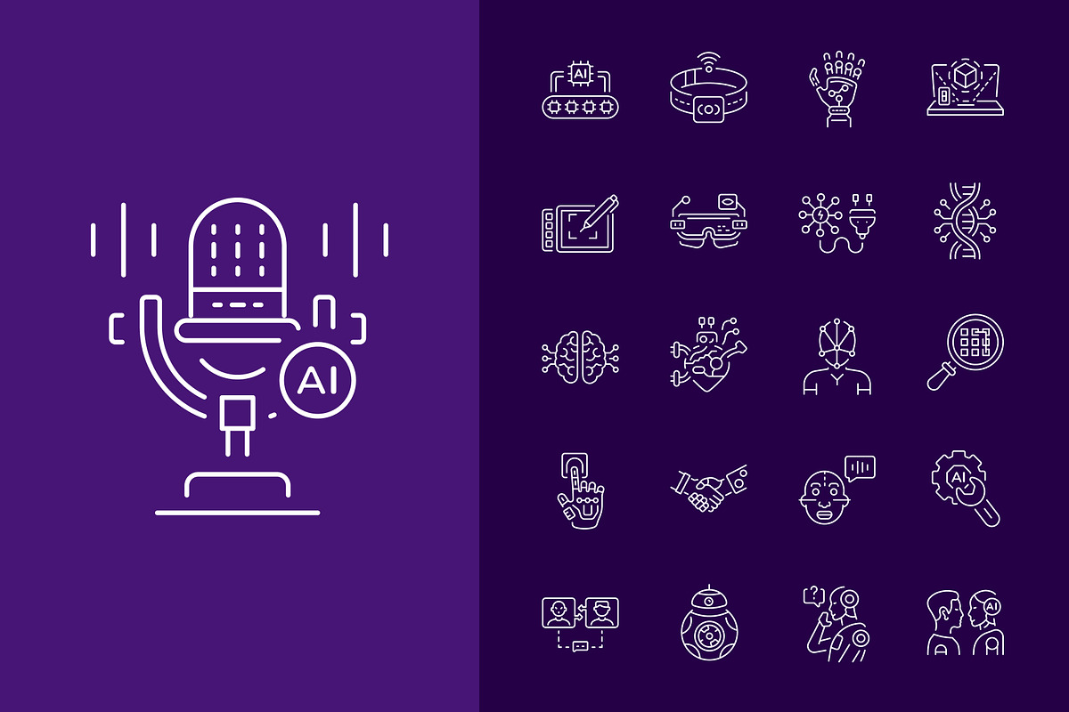 Artificial Intelligence Icon Art Set, an Outline Icon by Prosymbols (Photo 6 of 8)