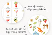 Happy Hour Cocktail Drinks Set, a Decorative Illustration by PaintPixelCo (Thumbnail 2 of 14)