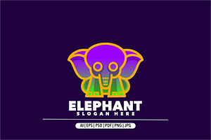 Cute elephant outline gradient, a Branding & Logo Template by Bayuktx