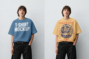 T-Shirt Mockup PSD - Female Model