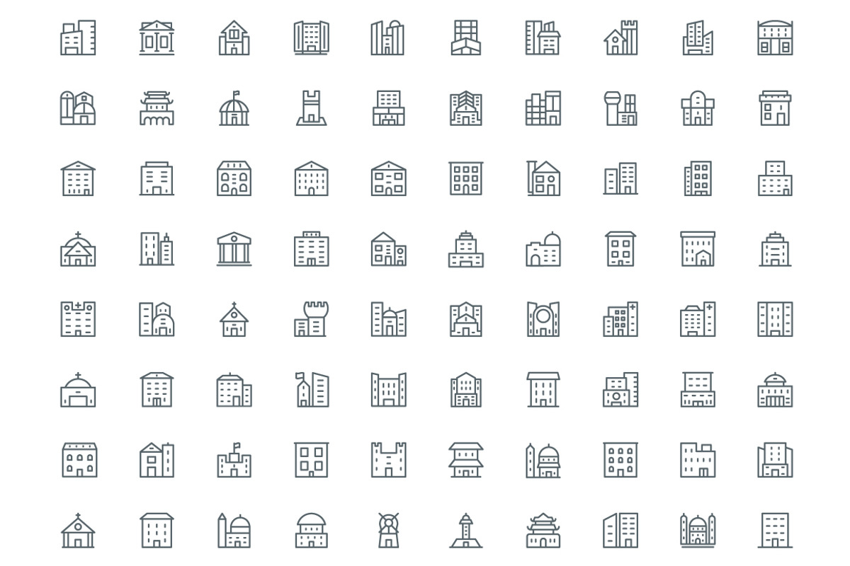 320 Buildings Line Icons, an Outline Icon by Vectors Market (Photo 4 of 5)