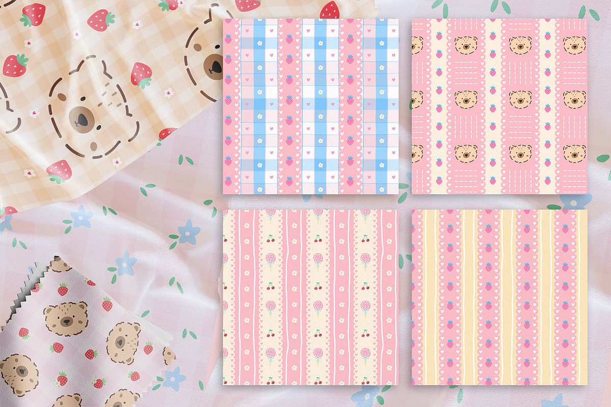 Kawaii Bear Vector Seamless Patterns, a Pattern Graphic by alia.kurianova (Photo 4 of 9)