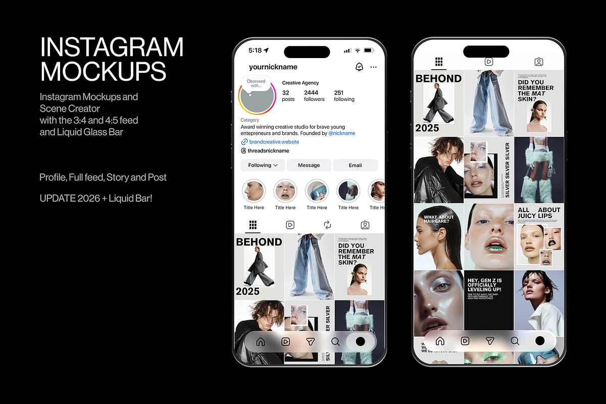 Instagram Mockups - 2026 Liquid Bar, an iPhone Mockup by Aire Studio (Photo 1 of 8)