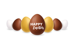 Happy Easter design on chocolate egg, an Object Illustration by GraphiShop
