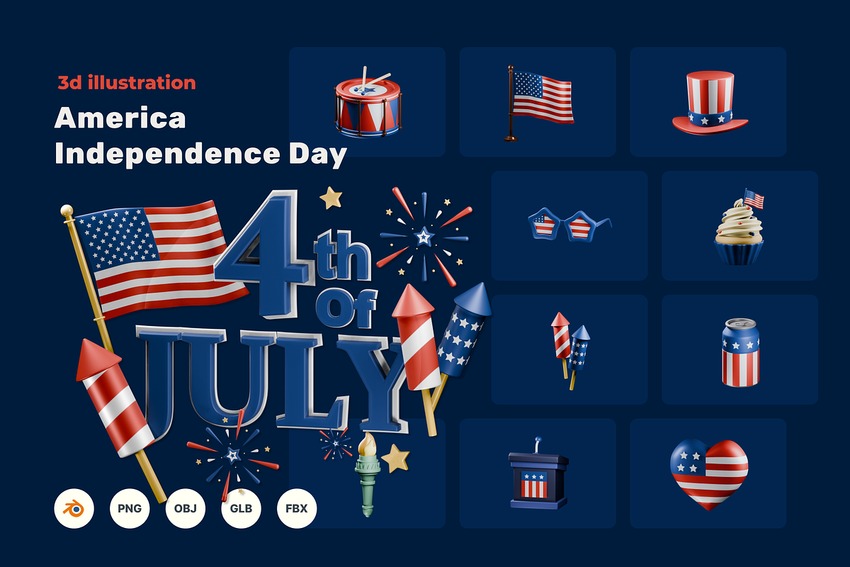 America Independence Day 3d icons, a 3D by Laimmilka (Photo 1 of 4)
