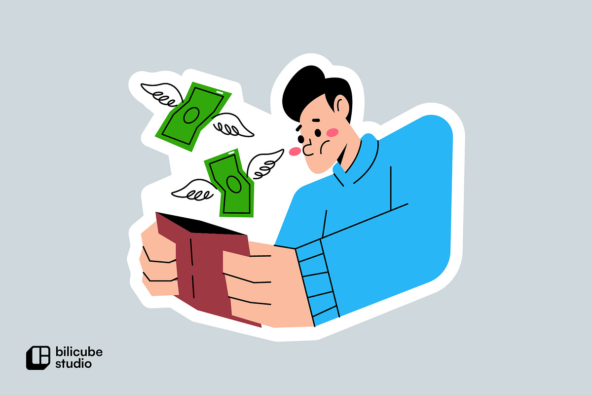 Over Spending Money Illustration, a Finance Illustration by Bilicube Studio (Photo 2 of 3)