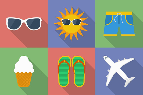 Set Of Icons Of Summer Travel Theme.
