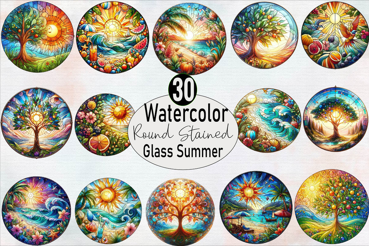 Round Stained Glass Summer  Sublima, an Illustration by SVGArt (Photo 1 of 8)