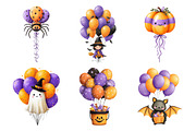 Whimsical Halloween Balloon Clipart, a Seasonal Illustration by Creative Art (Thumbnail 4 of 7)