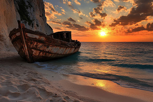 Shipwreck cove beach at sunset on Za, a Photo by Iftikhar Alam
