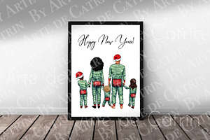 Christmas Pajamas, Family Clipart