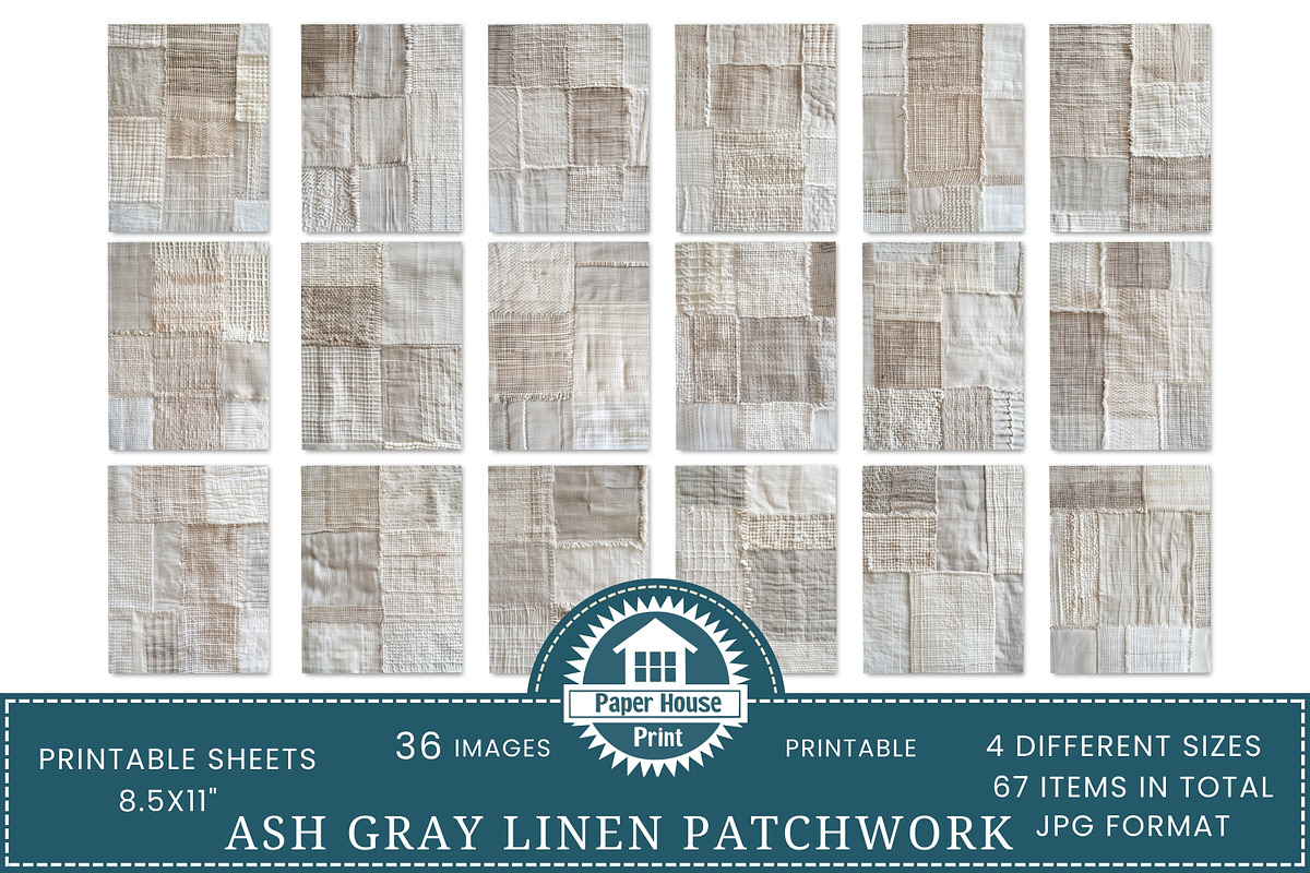 Ash Gray Linen Patchwork Papers, an Illustration by NiiiNArt (Photo 4 of 8)