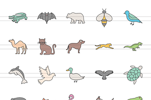 60 Animals & Insects Filled Icons