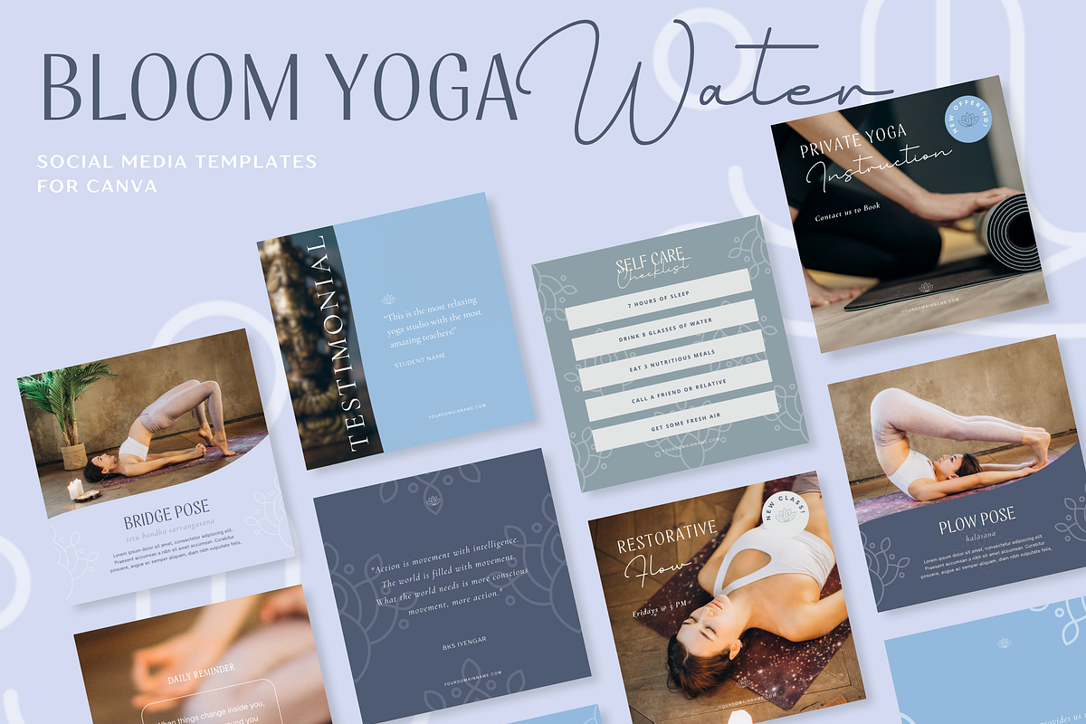 Bloom Yoga Water Canva Template, a Social Media Template by The Inspired Brand (Photo 2 of 8)