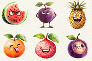 Funny Fruits Sublimation Clipart, an Illustration by OK Design (Thumbnail 3 of 5)